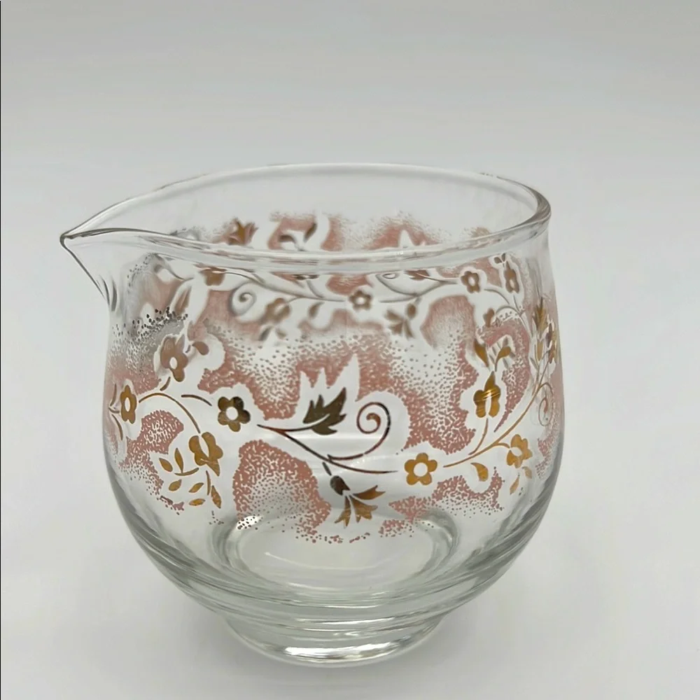 Vintage Libbey Duchess Pink Mist Gold Floral Vine Glass Creamer